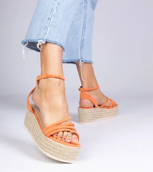 marka niezdefiniowana Orange platform espadrille sandals Panola