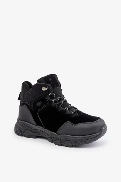 Insulated men&#039;s lace-up trekking shoes black Zerista