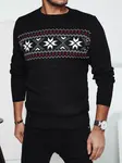 Pánsky čierny sveter so vzorom vločiek