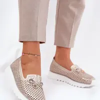 S. BARSKI Dámske Kožené Ažurové Polobotky Z Prírodnej Kože D&A