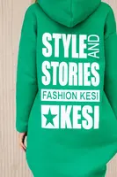 marka niezdefiniowana Polstrovaná mikina s dlhým chrbtom a kapucňou zelená