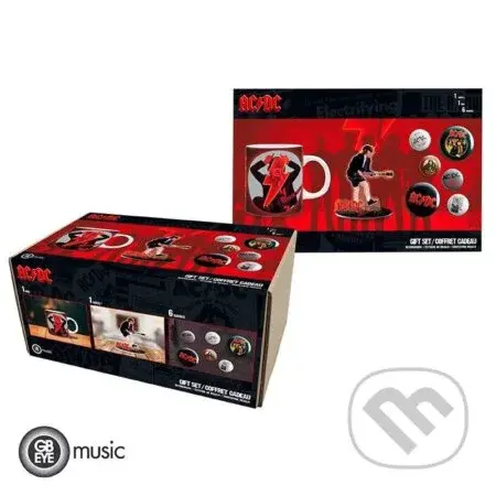 AC/DC Darčekový set (Hrnček, Figúrka, Set odznáčků)