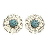 Brass Synthetic Turquoise Cabochons