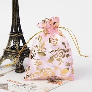 Rose Printed Organza Bags