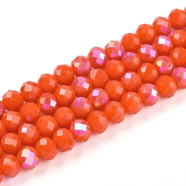 Electroplate Opaque Solid Color Glass Beads Strands
