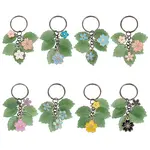 Flower Leaf Alloy Enamel & Glass Pendant Keychain