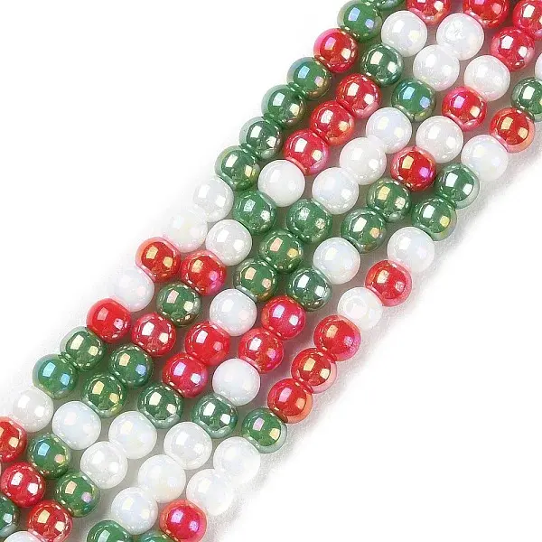 Christmas Theme Opaque Electroplate Glass Beads Strands