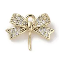 Brass Micro Pave Clear Cubic Zirconia Charms