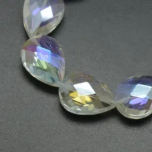 Electroplate Crystal Glass Teardrop Beads Strands