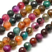 Dyed Natural Agate Faceted Round Beads Strands