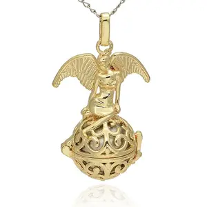 Golden Tone Brass Hollow Round Cage Pendants