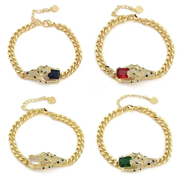 Brass Micro Pave Cubic Zirconia Link & Charm Bracelets