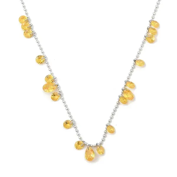 304 Stainless Steel Cubic Zirconia Teardrop & Flat Round Bib Ball Chain Necklaces for Women