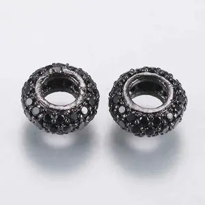 Brass Micro Pave Cubic Zirconia Beads