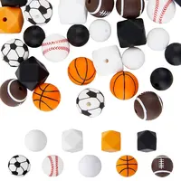 36Pcs 9 Style All Kinds of Sports Balls Silicone Beads