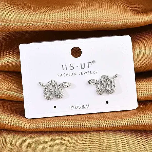 Brass Micro Pave Clear Cubic Zirconia Stud Earrings