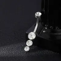 304 Stainless Steel Clear Cubic Zirconia Curved Barbell Belly Button Rings