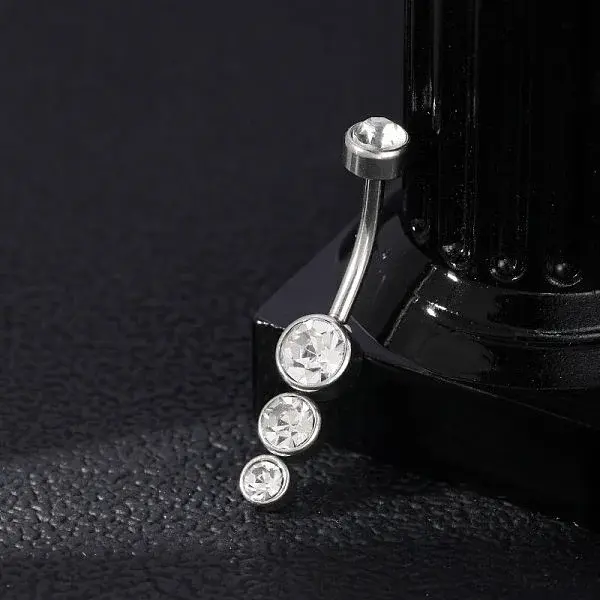 304 Stainless Steel Clear Cubic Zirconia Curved Barbell Belly Button Rings