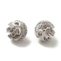 Brass Micro Pave Cubic Zirconia Beads