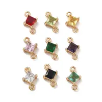 Brass Pave Glass Connector Charms