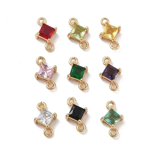 Brass Pave Glass Connector Charms