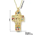 European and American Brass Pave Cubic Zirconis Virgin Mary Cross Pendant Necklaces