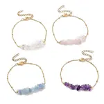 Natural Mixed Gemstone Chips Beaded Link Bracelet