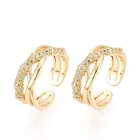 Brass Micro Pave Cubic Zirconia Cuff Rings