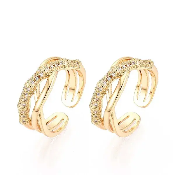 Brass Micro Pave Cubic Zirconia Cuff Rings