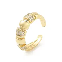 Brass Micro Pave Clear Cubic Zirconia Multi-layer Open Cuff Ring for Women