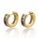 Brass Micro Pave Colorful Cubic Zirconia Hoop Earrings