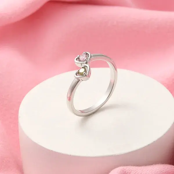 Brass Micro Pave Cubic Zirconia Open Cuff Rings for Women