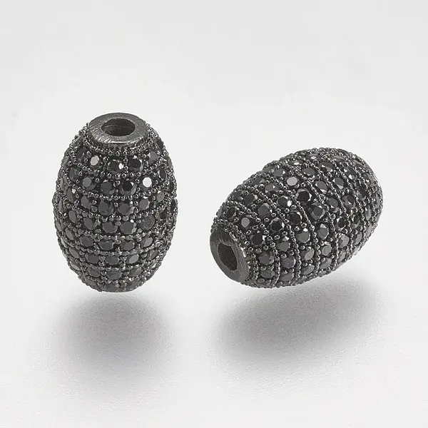 Brass Micro Pave Cubic Zirconia Beads