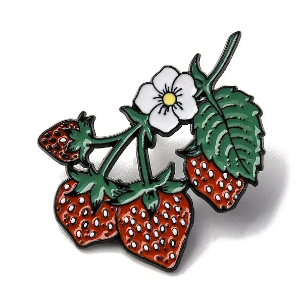 Strawberry with Flower Enamel Pins