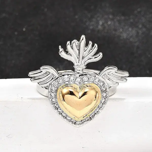 Gothic Style Brass Micro Pave Clear Cubic Zirconia Cuff Rings for Women