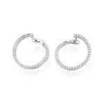Brass Micro Pave Clear Cubic Zirconia Ring Hoop Earrings