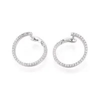 Brass Micro Pave Clear Cubic Zirconia Ring Hoop Earrings