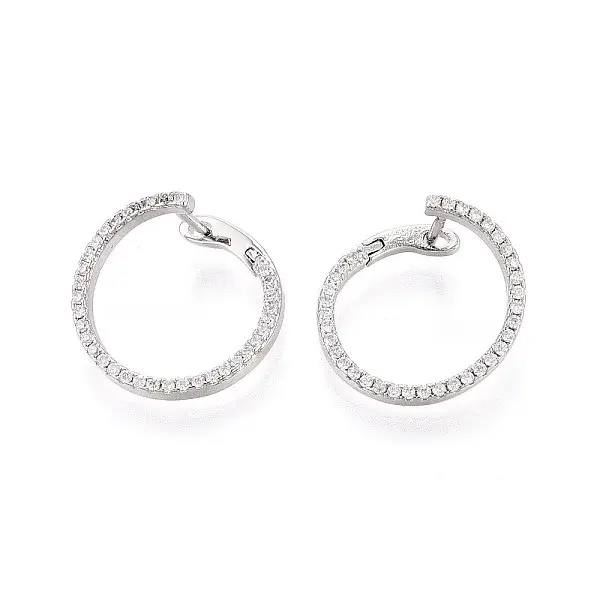 Brass Micro Pave Clear Cubic Zirconia Ring Hoop Earrings
