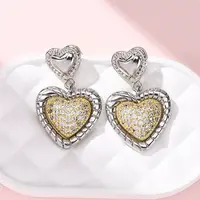 Brass Micro Pave Clear Cubic Zirconia Dangle Earrings