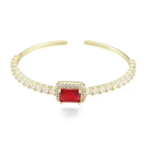 Cubic Zirconia Rectangle Open Cuff Bangle