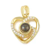 Brass Micro Pave Cubic Zirconia and Glass Pendants