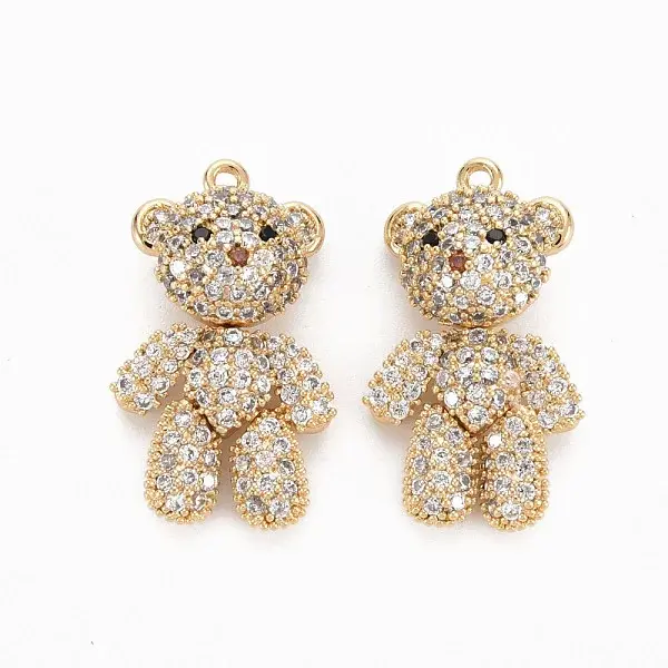 Brass Micro Pave Clear Cubic Zirconia Pendants