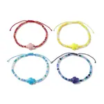 4Pcs 4 Colors Porcelain Braided Bead Anklets