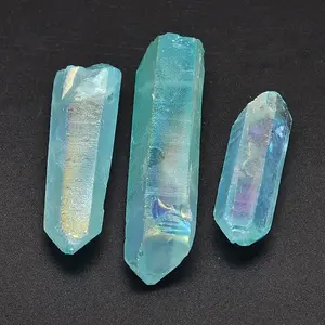 Dyed Nuggets Natural Electroplated Crystal Pendants