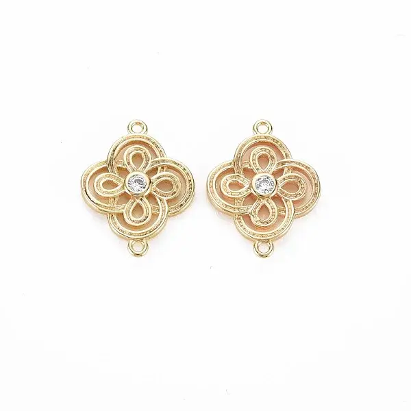 Brass Micro Pave Clear Cubic Zirconia Connector Charms