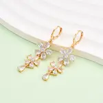 Brass Micro Pave Clear Cubic Zirconia Leverback Earrings