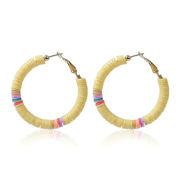 Bohemia Style Colorful Clay Beads Hoop Earrings