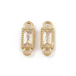 304 Stainless Steel Pave Clear Cubic Zirconia Rectangle Links Connector Charms