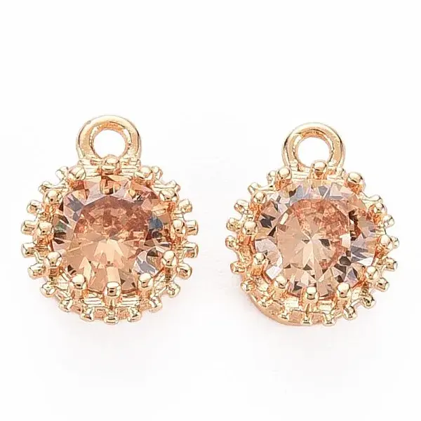 Brass Micro Pave Cubic Zirconia Charms