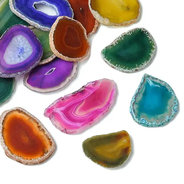 Mixed Electroplate Gemstone Natural Dyed & Heated Agate Slices